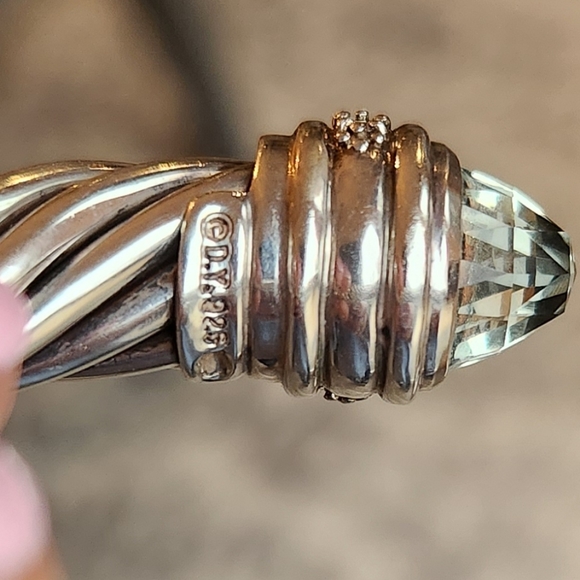 David Yurman 935 10MM Prasiolite & Diamond Cable Cuff Bracelet - Picture 10 of 12